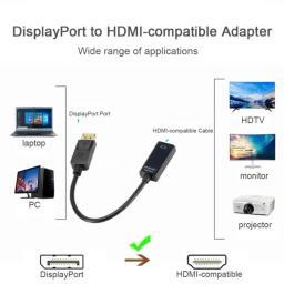 Adaptador DP para HDMI 4K, Conversor DisplayPort para HDMI, Cabo de Vídeo Macho para Fêmea para PC, Laptop e TV - Image 2