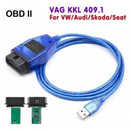 Vag kkl 409.1 com ch340t obd 2 obd2 carro diagnóstico vag com cabo de interface 409 1 para vw/audi/skoda/seat ferramenta scanner automático - Image 1