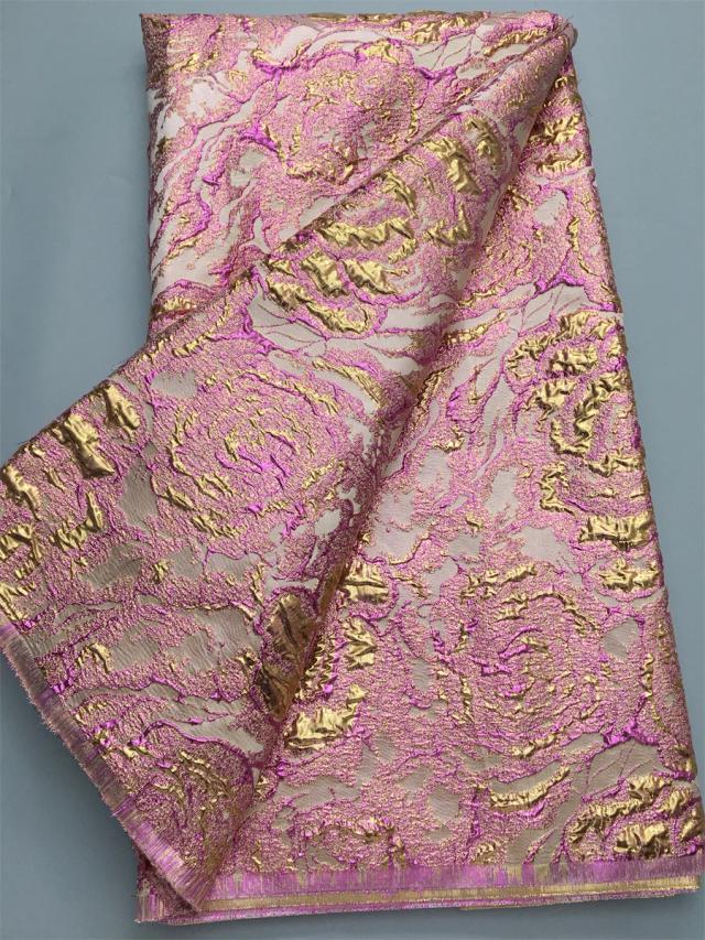 Tecido Renda Jacquard Brocado Africano Bordado Francês 5 Jardas Premium