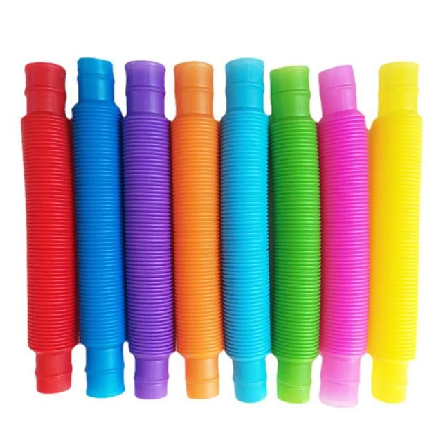 Tubo Telescópico Pop Colorido Brinquedo Sensorial e Educativo 8 Peças