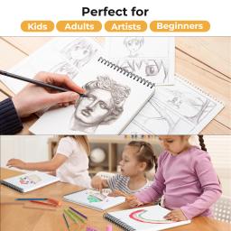Caderno de Desenho Ohuhu em Fibra de Bambu, Papel Resistente a Rasgos, Encadernação Espiral Superior, Papel para Desenho e Pintura Livre de Ácido - Image 3