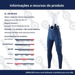 Kemaloco calças de ciclismo masculinas, verão e outono, secagem rápida, azul/preto/cinza, almofada de gel, mtb, calças com babador, alta qualidade, respirável, calças compridas - Image 4