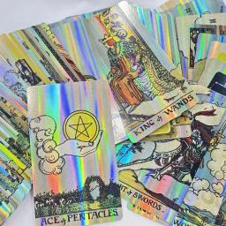 12*7cm Holográfico A.E. Baralho de tarô em caixa de presente rígida deslizante 78 unidades de cartas de tarô com guia e bolsa com cordão - Image 3