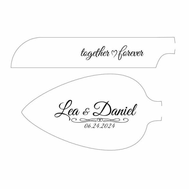 Conjunto Faca e Espátula de Bolo Personalizado para Casamento - Ouro/Prata