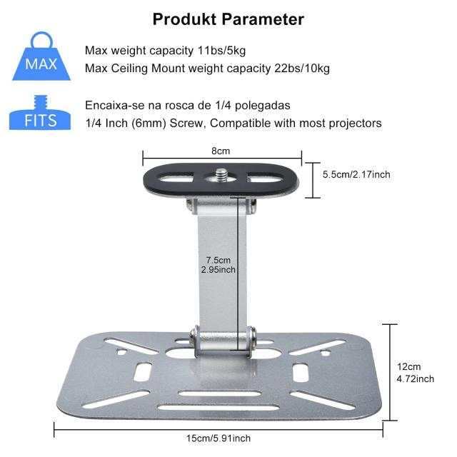 ZDSSY Suporte de Mesa para Projetor Ajustável Universal 1/4" para Estúdio e Casa