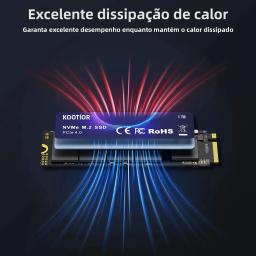 KOOTION M2 NVMe SSD 1TB Gen4 7200 MB/s PCIe4.0x4 M.2 NVMe SSD Drive com dissipador de calor Unidade de estado sólido interna para PS5 Laptop PC - Image 3