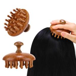 Pente de Massagem Multifuncional de Madeira, Massageador de Couro Cabeludo, Massageador Corporal de Sândalo Natural com Dentes Circulares para Guasha - Image 5