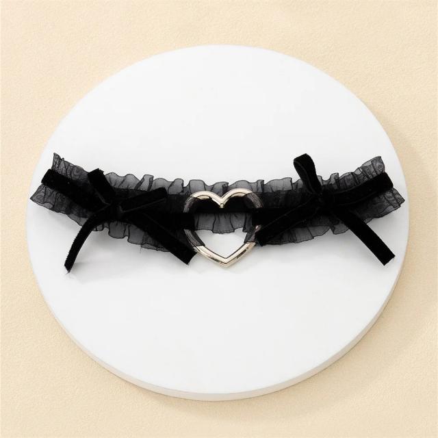 Lolita Rendas Ligas Cinto De Perna Punk Cruz Coração Arco Coxa Corrente Lingerie Feminina Cosplay Arnês