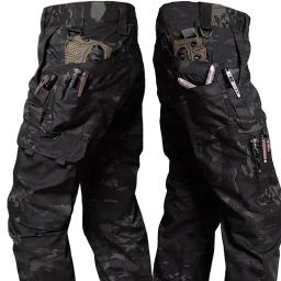 Novas calças de trabalho tático dos homens calças de carga ao ar livre multi-bolso impermeável calça outono primavera ao ar livre workwear caminhadas - Image 4