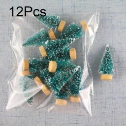 12 pçs mini árvore de natal ornamento diy pinho artificial sisal neve paisagem árvores de natal decoração mesa navidad decoração presentes - Image 5