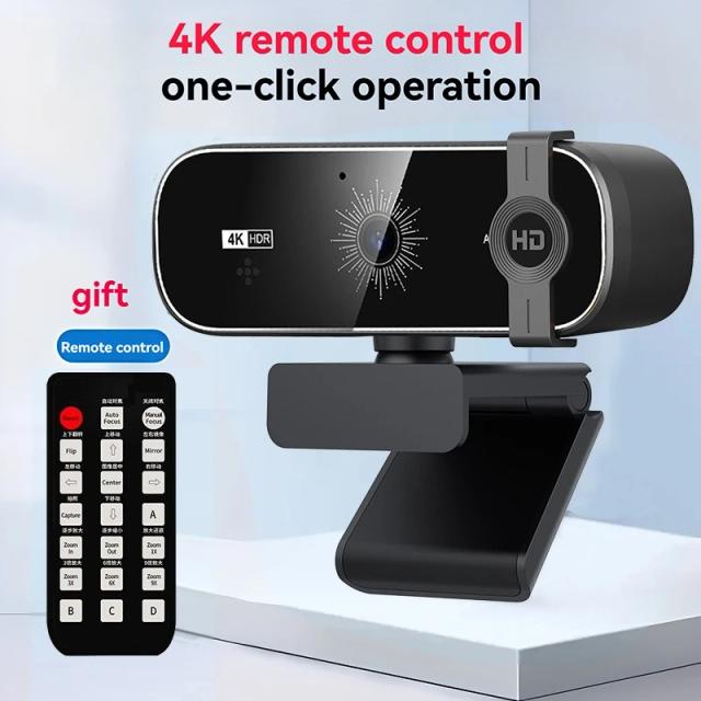 Webcam 4K com Foco Automático e Controle Remoto - Privacidade e Clareza Superior