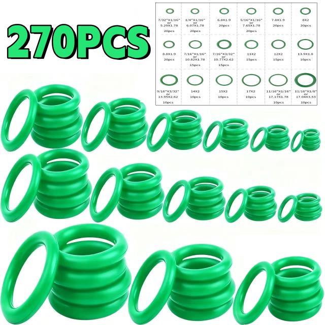 Junta de Borracha O-ring Universal para Ar Condicionado Automotivo Kit com 225 e 270 Peças