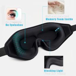 Máscara de Olhos 3D para Dormir - Alívio da Insônia, Bloqueio de Luz - Cobertura para os Olhos - Alça Ajustável, Com Protetores Auriculares com Cancelamento de Ruído - Image 2
