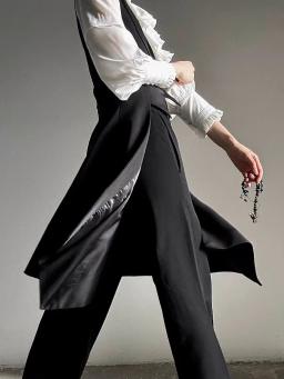 Colete Preto Sob Medida Estilo Longo Unissex Slim Fit Neutro para Jovens Uso Diário Outono - Image 5