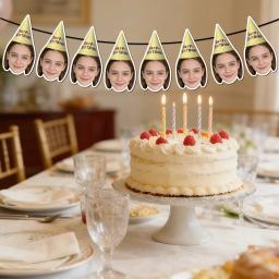 Faixa de Aniversário Personalizada com Foto, Banner de Bandeirolas com Estampa de Chapéu de Aniversário para Lembrancinhas de Festa de Aniversário, Banner de Feliz Aniversário - Image 5