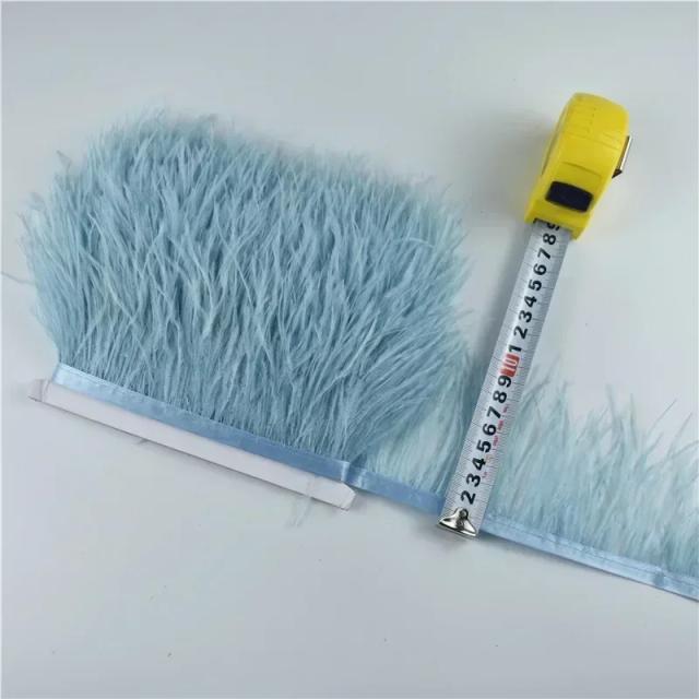 1 Metro de Franja de Penas de Avestruz em Fita de 8-10cm para Costura DIY de Saias, Acabamentos de Roupas e Decoração com Penas Brancas