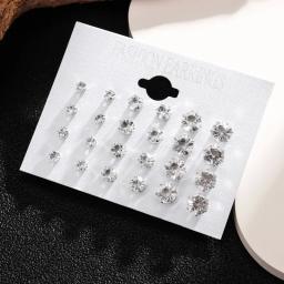 Novo 12 par/pacote branco brilhante brincos de casamento conjunto para mulheres homens jóias de cristal acessórios oorbellen jóias brincos - Image 4