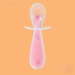 Colher de silicone para bebês, alimentação de pasta de arroz para bebês, colher de sopa de cabeça macia, colher de treinamento, colher curta de silicone com escudo infantil - Image 6