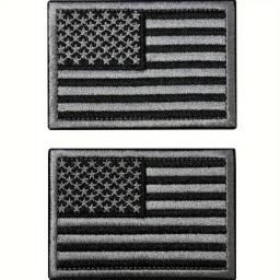 Conjunto de remendo de bandeira dos EUA, 2 peças, preto e verde militar, preto e cinza, bandeira americana, remendos bordados para chapéus, jaquetas, mochilas - Image 6