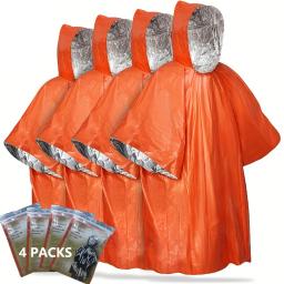 Poncho de Emergência com Capuz, Material PE, Impermeável e Quente com Forro Revestido de Alumínio, Cobertor de Emergência para Camping - Image 1