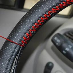 Capa universal de couro para volante de carro, capa envoltória adequada para 38cm 14 ", costura diy, respirável e antiderrapante, preto, cinza, bege - Image 3