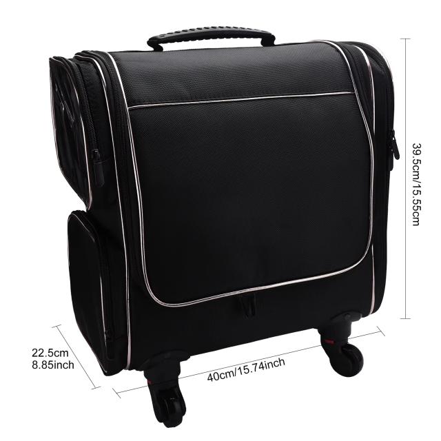 Bolsa de viagem para artista de maquiagem com rodas, armazenamento de escova cosmética, organizador de ferramentas de beleza, mala rolante para artistas
