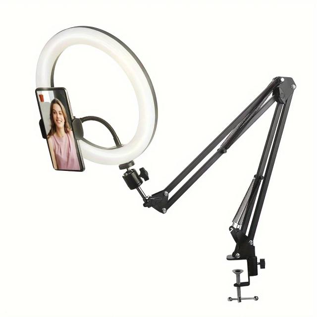 Anel de Luz LED 10" com Suporte de Mesa para Transmissão e Fotografia
