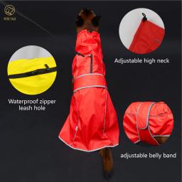 Capa de chuva impermeável para cães com tiras refletivas e capuz ajustável - vermelho, amarelo, azul marinho - Image 3