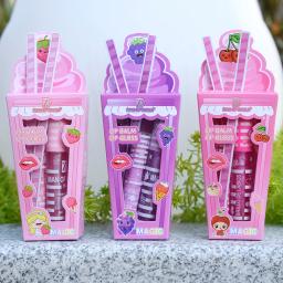 Bonito sorvete brilhante brilho labial bálsamo conjunto meninas mulher à prova dwaterproof água de longa duração natural hidratante lábios maquiagem - Image 1