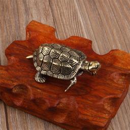 Estátua de tartaruga de cobre puro, estatuetas de tartaruga de latão vintage, ornamento de mesa feng shui, miniaturas, chá antigo, artesanato para animais de estimação, presentes - Image 5