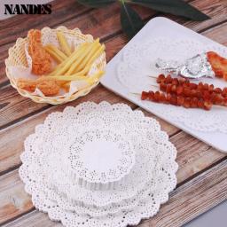 150 pçs cozinha comida frita especial flor fundo papel absorvente de óleo cozimento bolo pizza lanche redondo almofada de papel de renda doméstica - Image 2