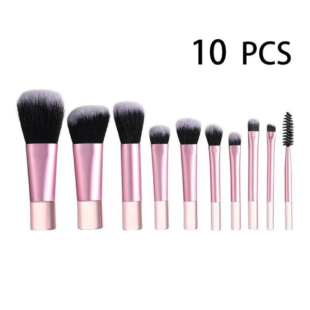 Conjunto 10 Pincéis de Maquiagem para Viagem Mini Tamanho Compacto