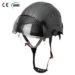 Capacete de segurança padrão de fibra de carbono com viseira dupla para capacete de engenheiro CE ANSI ABS boné de trabalho industrial resgate - Image 1