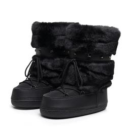 Botas peludas femininas novas botas de inverno de esqui quentes botas de espaço feminino na moda senhoras sapatos de inverno antiderrapante meninas botas de neve - Image 1