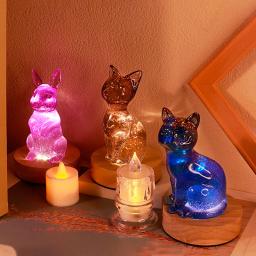 Diy bonito animal cristal gota cola 3d molde coelho de páscoa gato cão molde de silicone para fazer velas casa decoração de mesa artesanato - Image 3