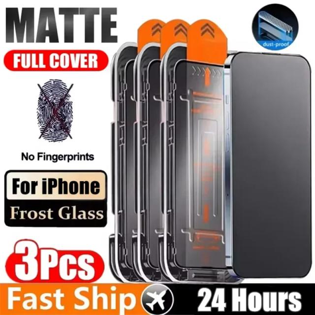 Protetor de Tela Fosco para iPhone 13 14 11 12 15 16 Pro Max 15 Plus XR 17 com Revestimento Oleofóbico (3 Peças)