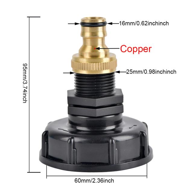 Adaptador IBC 3/4" Válvula de Distribuição Plástico Resistente para Irrigação Doméstica