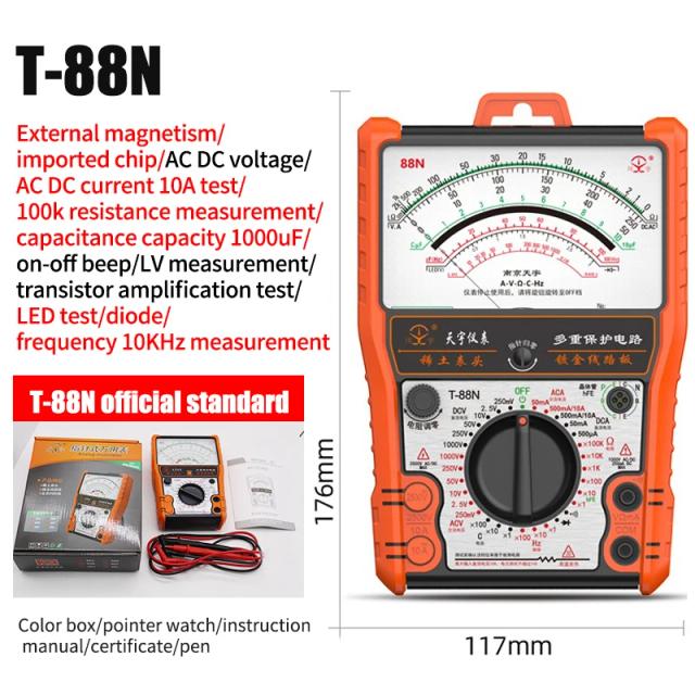 Multímetro Analógico T88A T88B T88C AC/DC 2500V Volt-Amperímetro Resistor Tester Ferramentas Eletricista