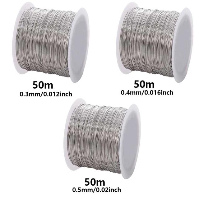 1 rolo de fio de miçangas de aço inoxidável, fio artesanal não elástico durável de 0,1-1mm-para joias diy, uso com alça ergonômica