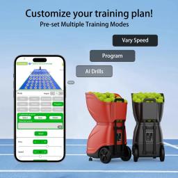 Máquina de Bolas de Tênis, PUSUN PT-9001 Pro, Máquina Avançada de Bolas de Tênis com Capacidade para 150 Bolas, Três Modos de Controle, Treinamentos com IA - Image 3