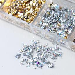 12 cores folhas de ouro lindas unhas glitter flocos de alumínio aleatórios paillette chip design de unhas brilhantes brilhantes decoração de arte de unhas - Image 5