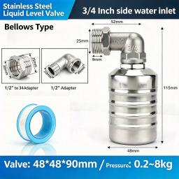 Válvula de bóia automática para controle de nível de água em aço inoxidável 304, 1/2" 3/4", válvula de bóia mini com desligamento automático, sem necessidade de eletricidade, controlador automático de nível de água para tanques e torres de água - Image 6