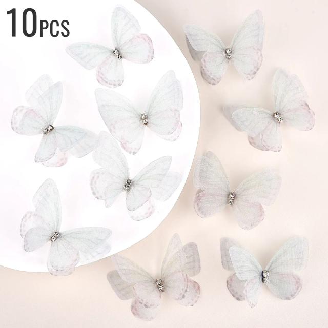 Tecido Borboleta Organza Gradiente 5cm Apliques para Artesanato e Decoração 10/20 Peças