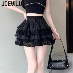 Saia tutu de renda gótica elástica sexy renda mini saias de tule festa clube dançarina usar calças pretas high street y2k roupas femininas - Image 3