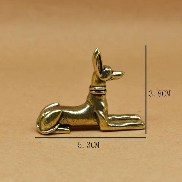 Estatueta de Cachorro de Latão Vintage Colecionável para Decoração de Mesa 1 Unidade