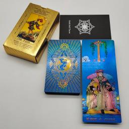Baralho de tarô de folha de ouro de luxo digno de custo com belo pacote de plástico jogo de tabuleiro de cartas oracle para iniciantes - Image 2