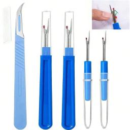 Costura azul Ponto Thread Unpicker Kit, Seam Ripper Kit, cortador removedor para artesanato, bordado bordado ferramenta, 5pcs - Image 1