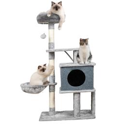 Newpet Árvore para Gatos de Madeira Multi-Nível com Ninho, Pilar, Estrutura para Escalar e Arranhar, Prateleira, Cápsula Espacial, Poste Arranhador e Plataforma de Salto - Image 2