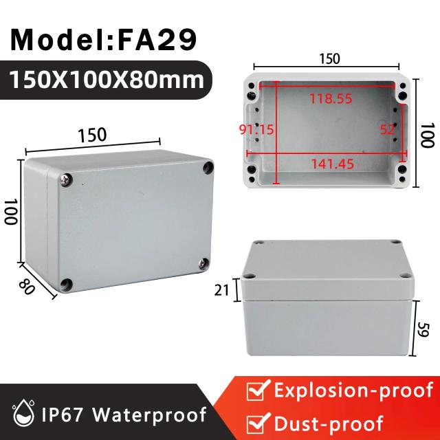 Caixa de metal à prova d'água ip67, caixa de alumínio fundido resistente a altas temperaturas, furo de instalação de fábrica, caixa de junção elétrica