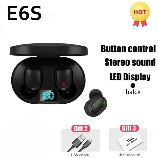 E6S Fones de Ouvido Bluetooth TWS Cancelamento de Ruído com Microfone